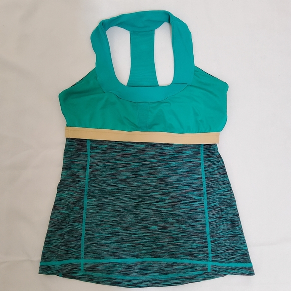 Lululemon Scoop Neck Tank Space Dyed Teal Heather Size 8 - Picture 5 of 7